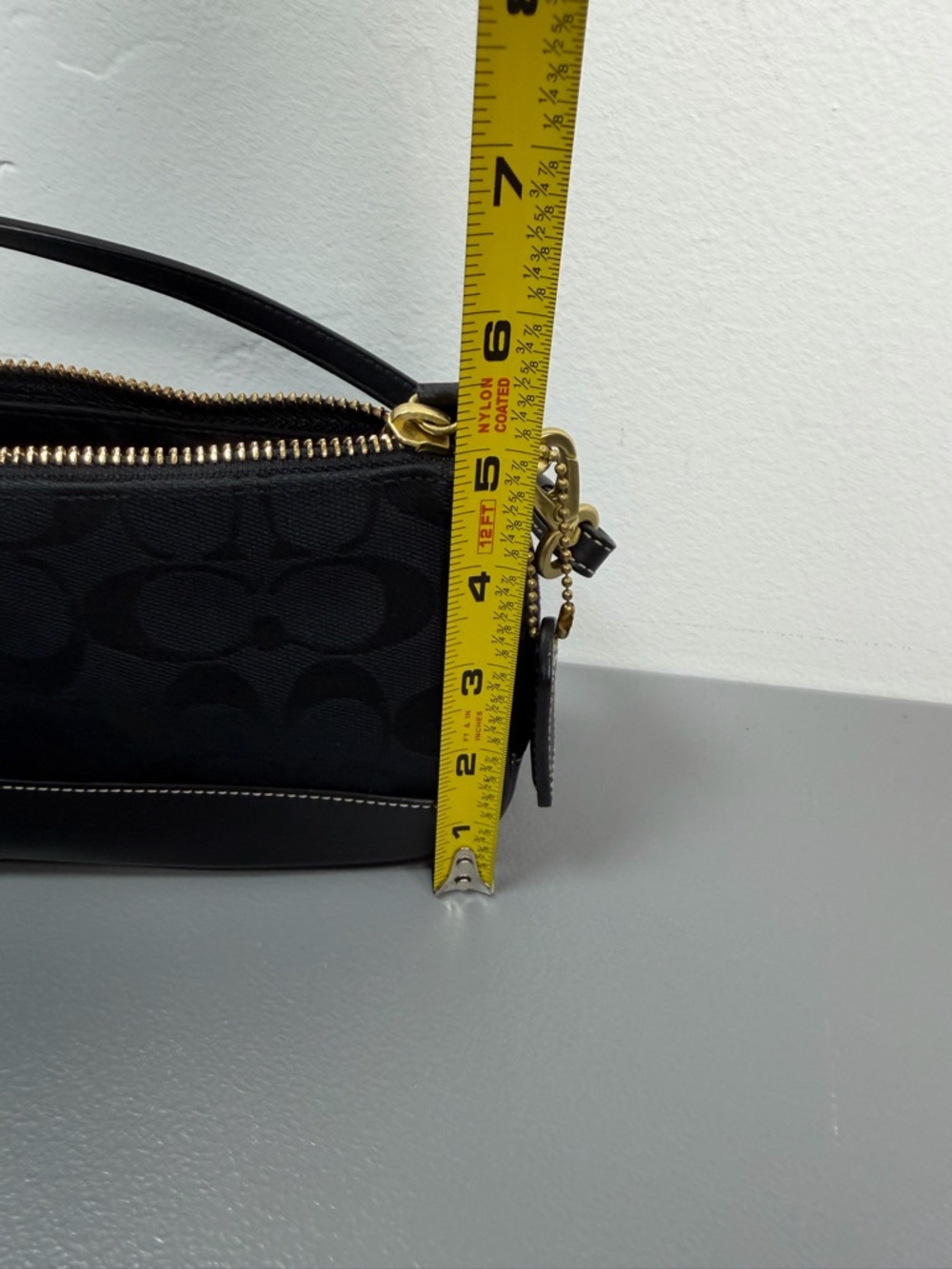 Coach Demi Signature Jacquard Mini Shoulder Black Bag Leather Trim Y2k Purse EUC - Picture 9 of 12